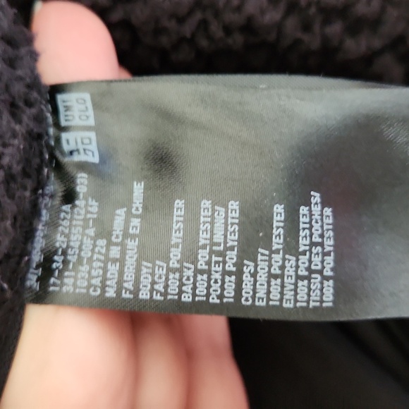 UNIQLO | Men's Black Fleece Jacket Teddy Sherpa Sz L - Picture 5 of 5